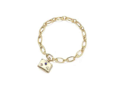 Gold Plated Mens Bag Charm Bracelet